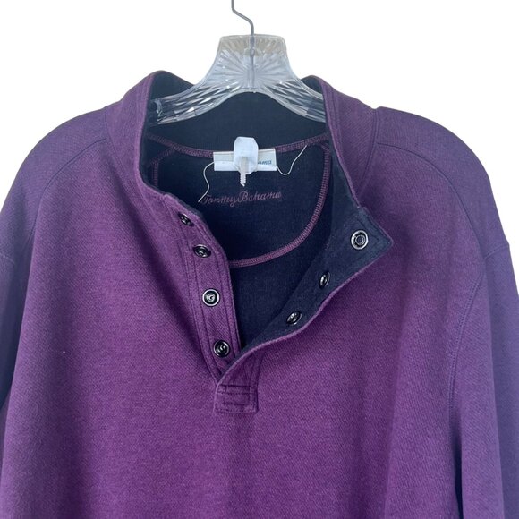Tommy Bahama Flipshore Reversible Sweater Mens XL Burgundy Black Mock Pullover - Picture 5 of 10